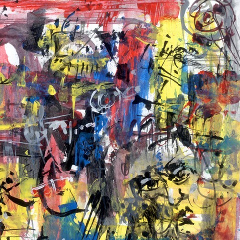 Abstract acrylic painting on paper, artistic background